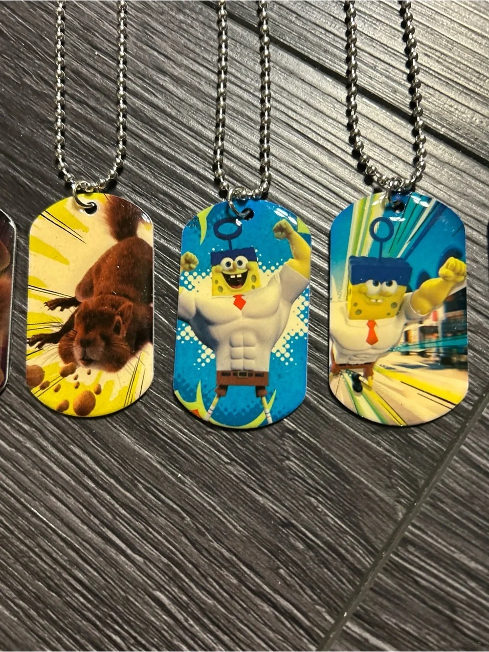 SpongeBob Movie Dog Tag Necklace Set - Bright Blue & Yellow Cartoon Charms